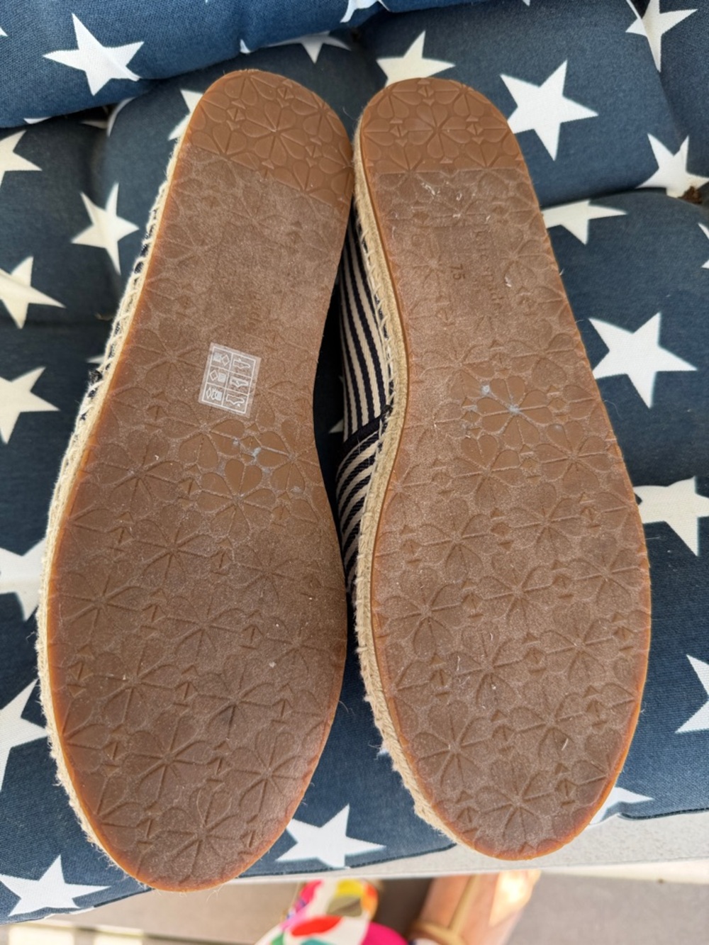 kate spade Navy and White Striped Slip-On Flats with Red Crab Embellishments - Picture 4 of 7